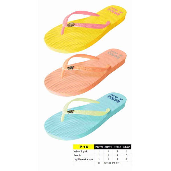 P16 - Tongs Filles tortue strass - du 28 au 35 - 3 couleurs - 16 paires